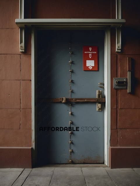 A door with a red sign on it