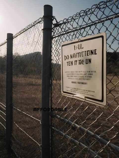 A sign in a foreign language is posted on a chain link fence