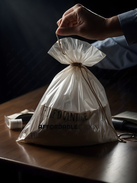 A bag of coffee beans in a plastic bag