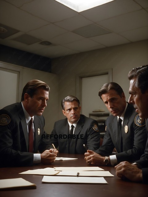 Police officers in suits sitting at a table