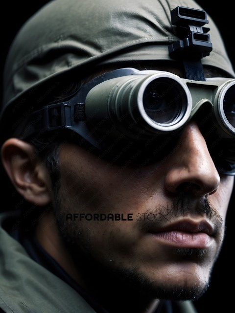 Man wearing goggles and camouflage