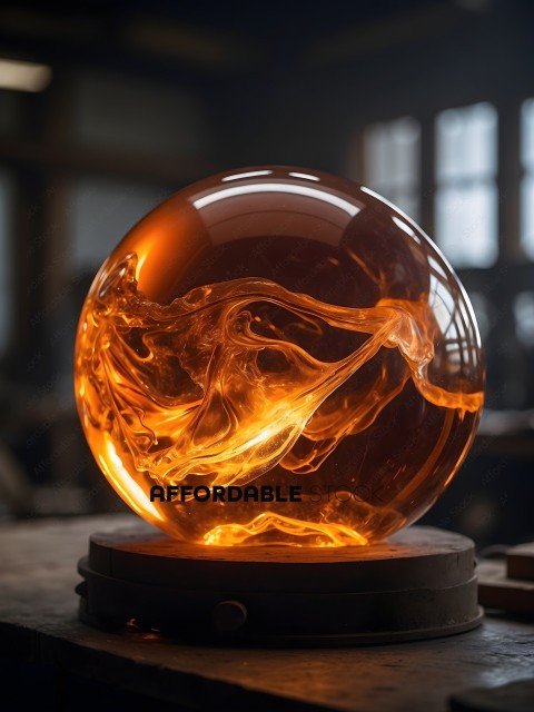 A Glowing Orange Ball with a Flame Design