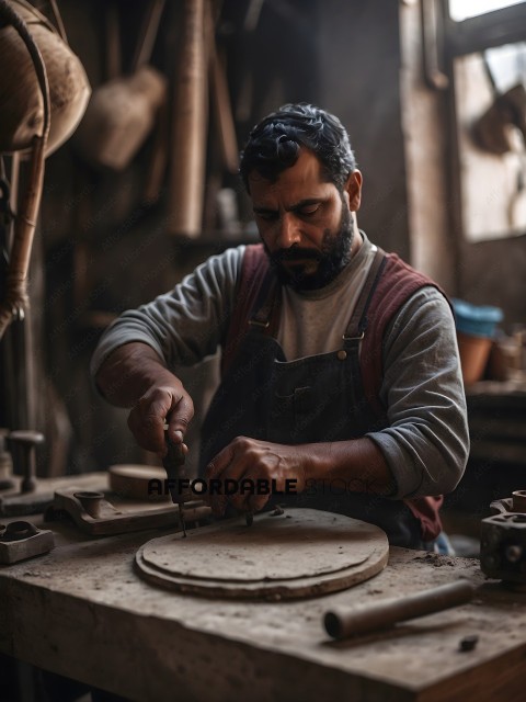 A man working on a piece of wood