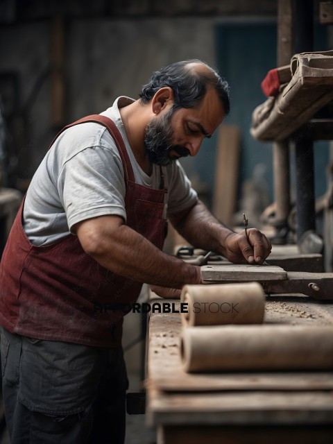 A man working with wood