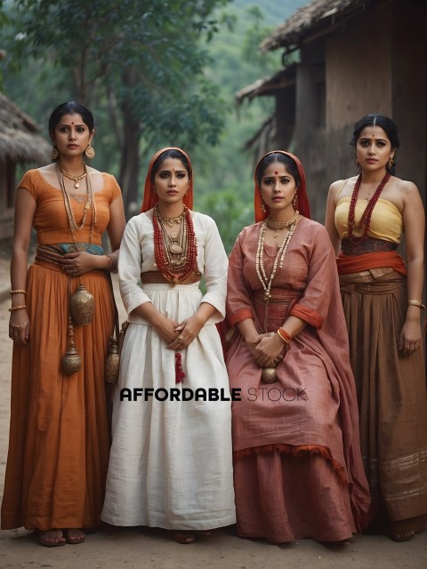 Four Indian women in traditional dress