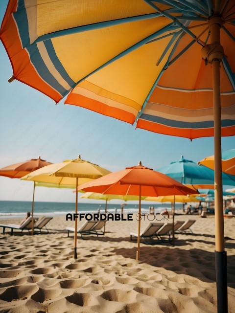 Beach umbrellas in the sand