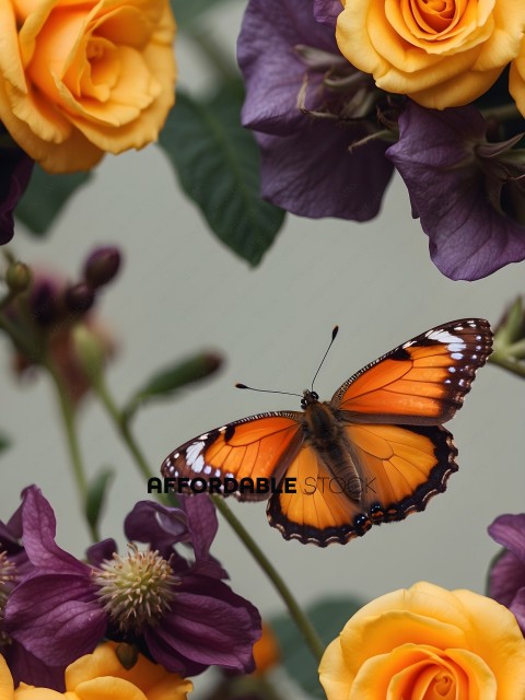 A butterfly with orange and black wings