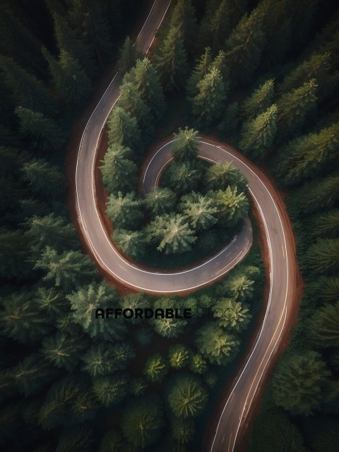 A curvy road surrounded by trees
