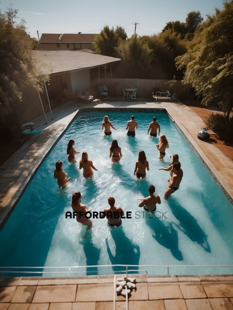 A group of people in a pool