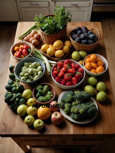 A variety of fruits and vegetables on a table