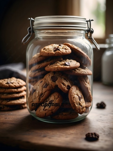 A jar of chocolate chip cookies