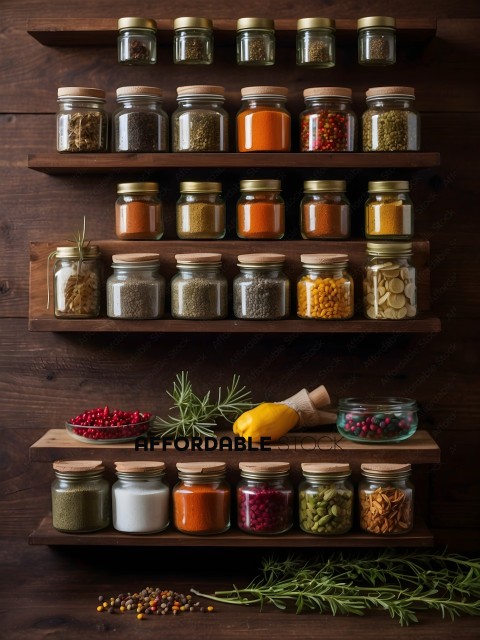 Spices and Herbs on Shelf