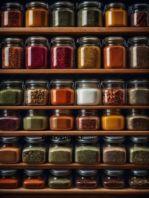 Spices and Herbs in Glass Jars