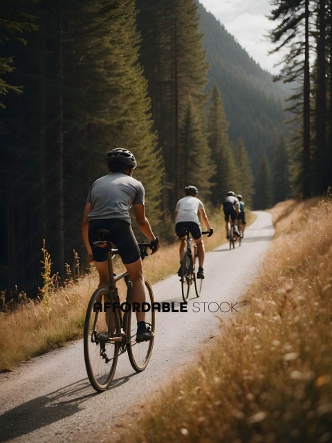Cyclists Riding Down a Road in the Country