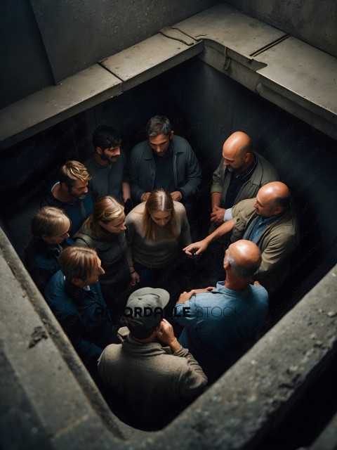 Group of people in a tunnel
