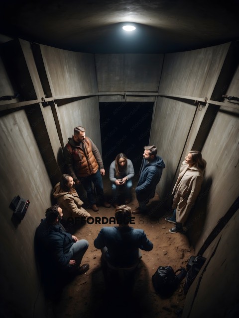 A group of people sitting in a dark room