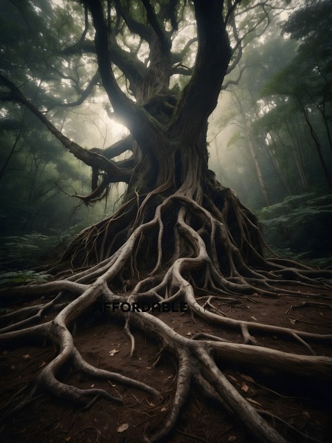 A tree with a large root system