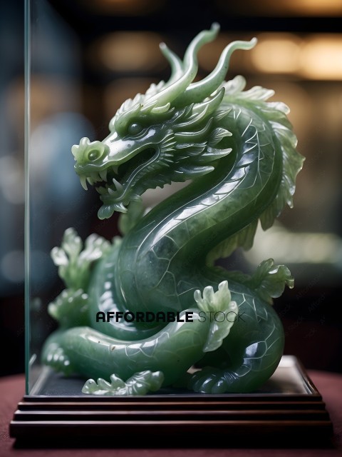 A green dragon statue