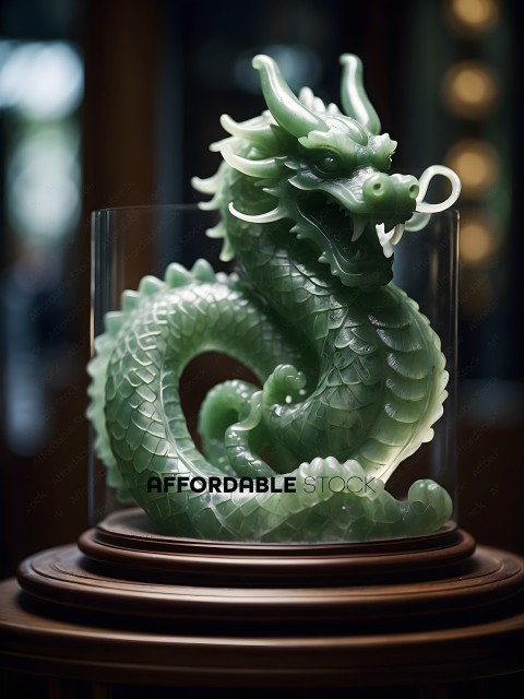 A green dragon sculpture