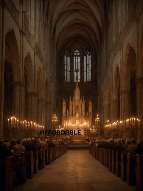 A large group of people are sitting in a church