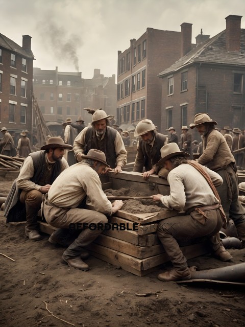 Men working on a project in a city