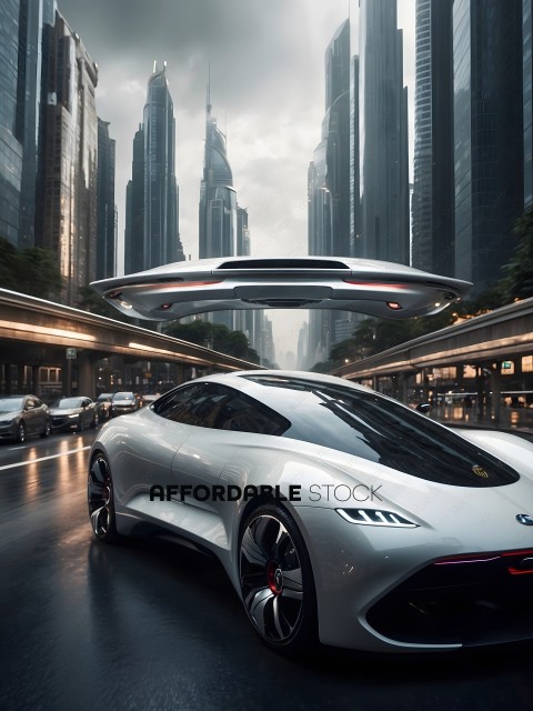 Futuristic Car with UFO Shaped Lights