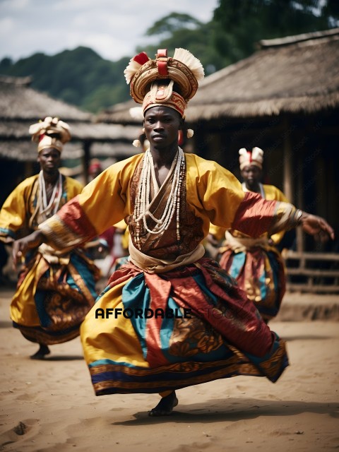 African Tribal Dancers in Colorful Costumes