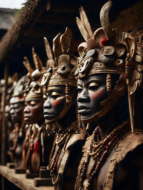 African Masks with Decorative Headdresses