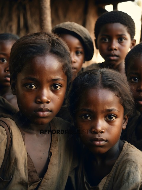 Young African Children Standing Together