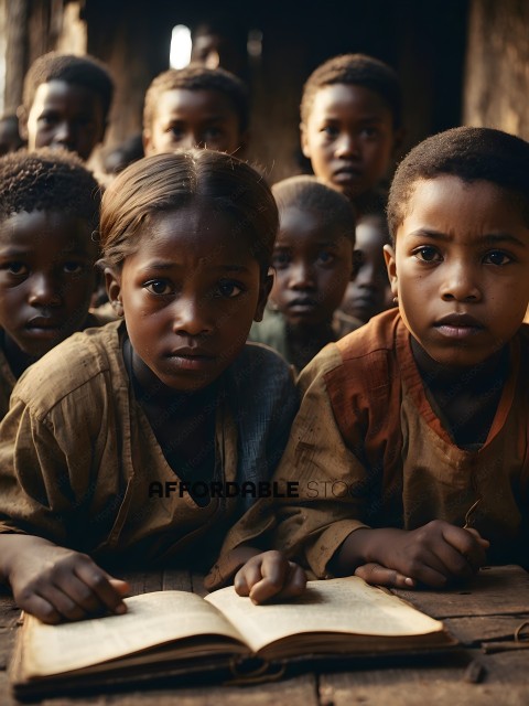 Young African Children in Brown Clothing