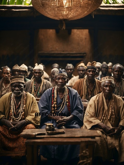 African men sitting in a circle with their hands folded