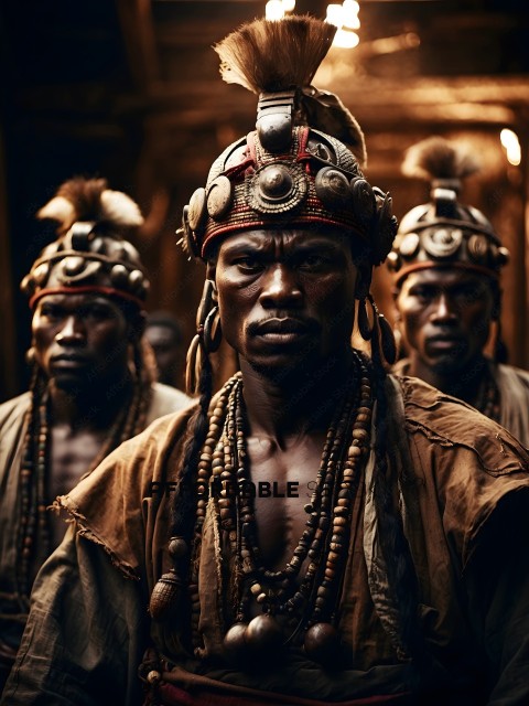 African Warrior with Neckpiece and Bracelets