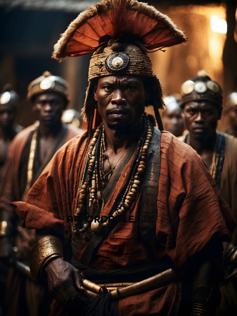 African Warrior Leader with Braids and Beads