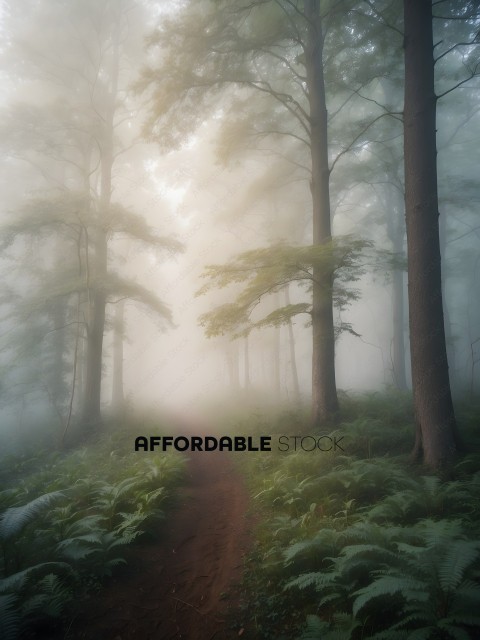 A path through a misty forest