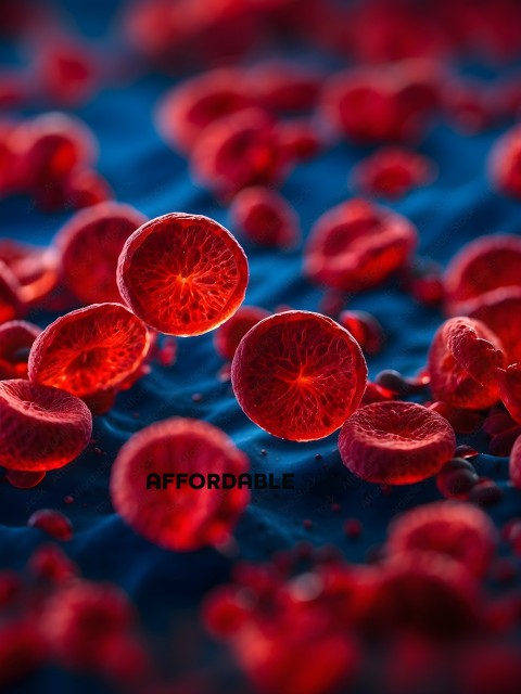 Red Blood Cells in a Blue Background