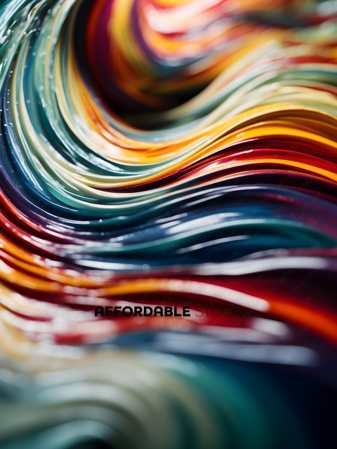 A colorful paint swirl with a blue, red, and yellow hue