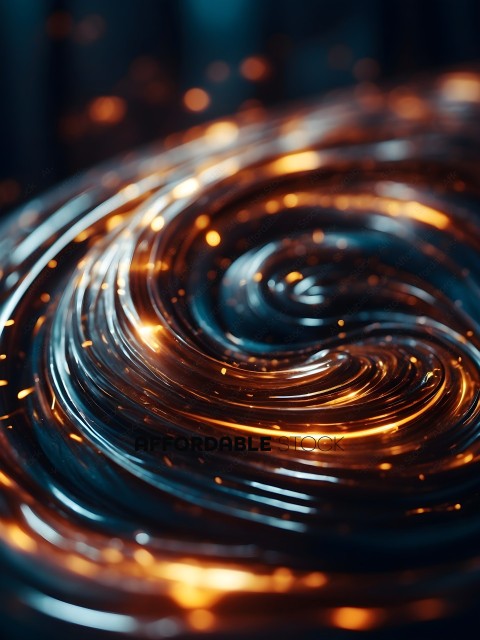 A swirling pattern of orange and blue light