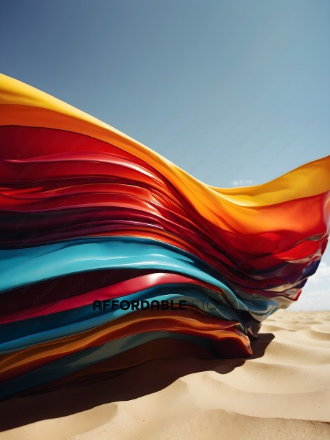 A colorful fabric blowing in the wind