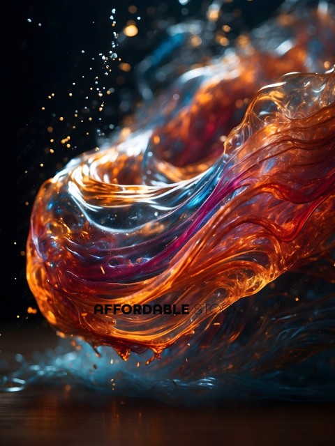 A close up of a colorful liquid