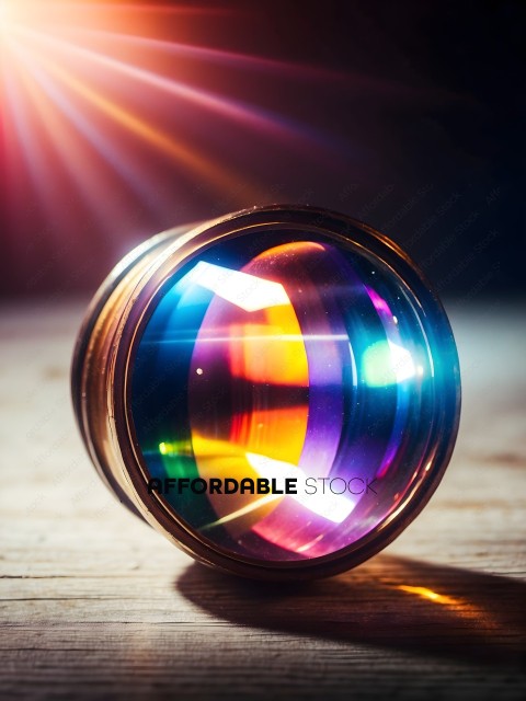 A close up of a colorful lens