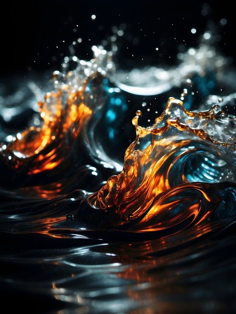 Orange and Blue Waves in Water