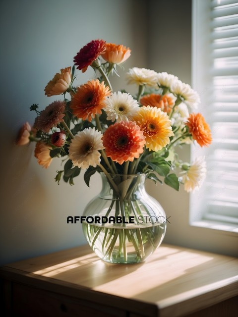 A vase of flowers on a table