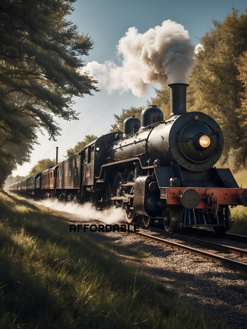 Steam Locomotive on a Railroad Track
