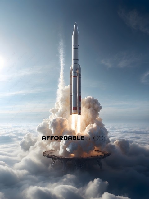 A Rocket Launches from a Platform