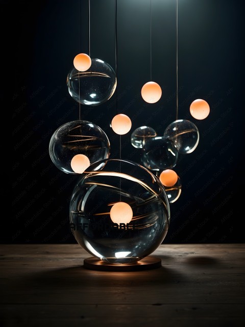 A Glass Ball Lamp with 10 Balls
