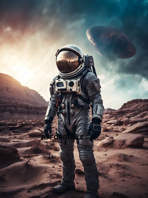 Astronaut in Space Suit on Planet