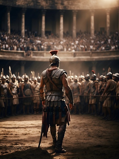 A Roman Soldier Stands in the Arena