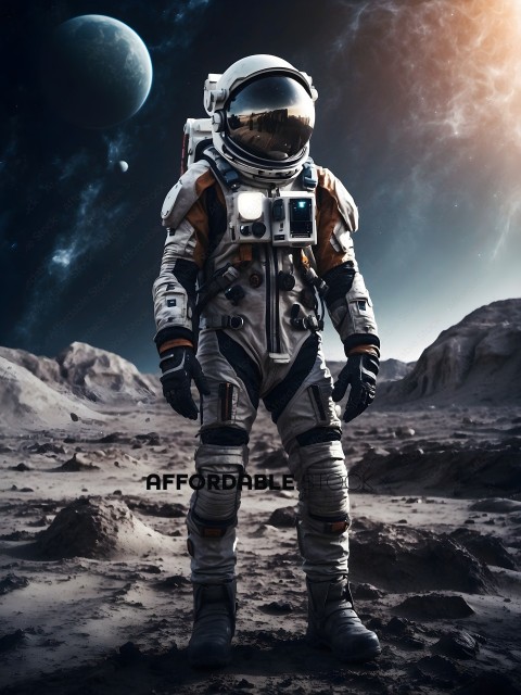 Astronaut in Space Suit on Planet