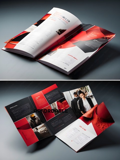 A booklet with a red and white color scheme