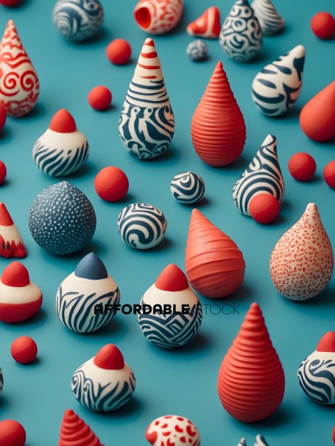 A collection of colorful and patterned ceramic objects